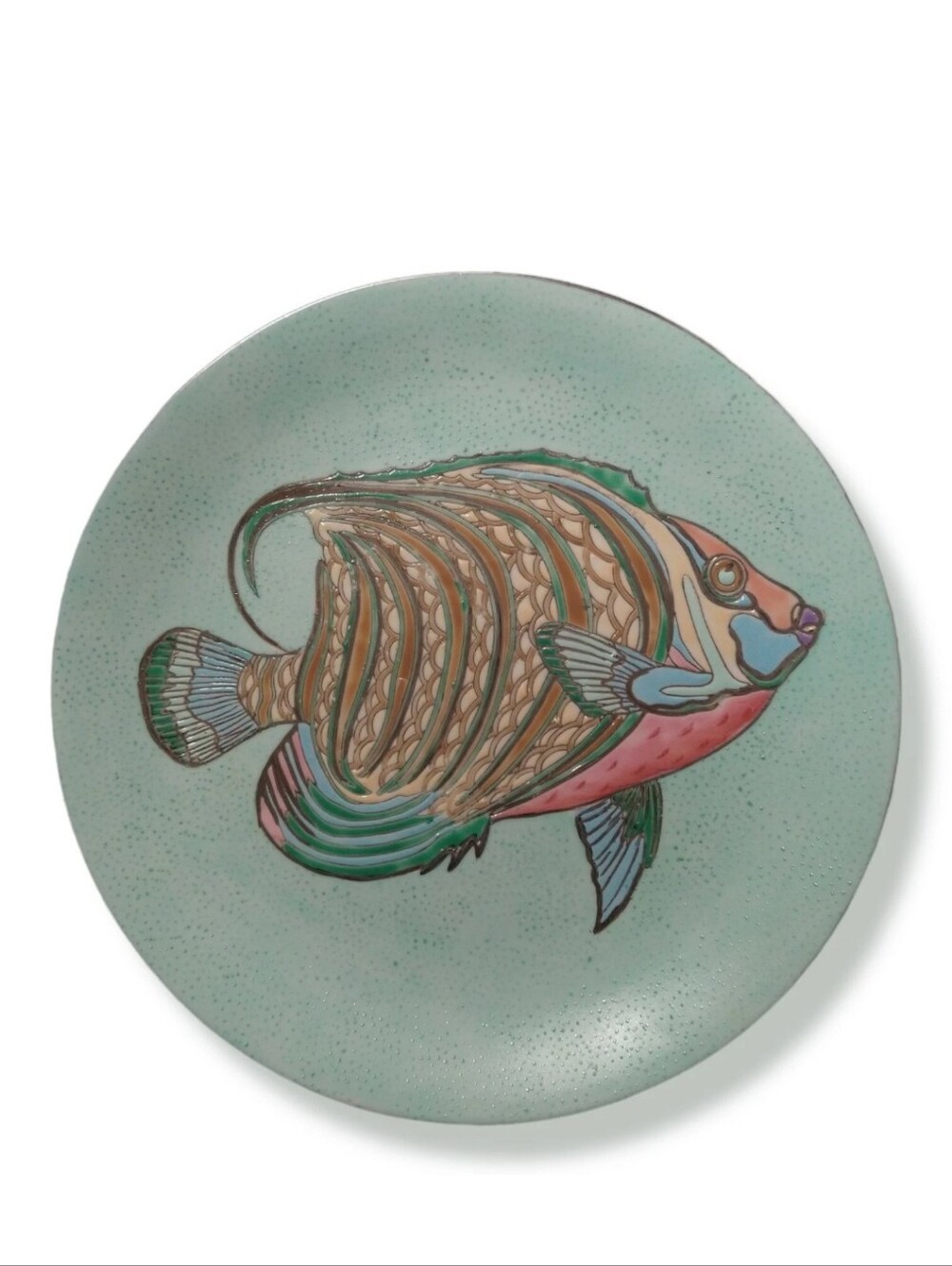 Toyo Trading Jena Hall Angelfish Decorative Plate Coastal Wall Art 10" Fish Art